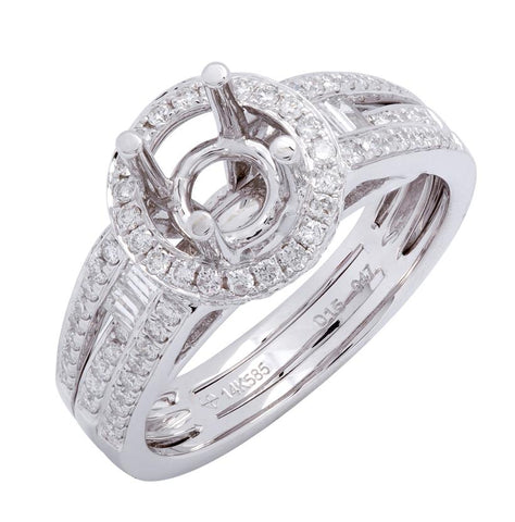 0.6 Ctw Diamond 14k White Gold Round Shape Wedding Engagement Ring