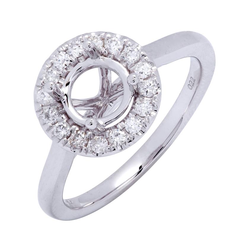 0.21 Ctw Diamond 14k White Gold Round Shape Wedding Engagement Ring