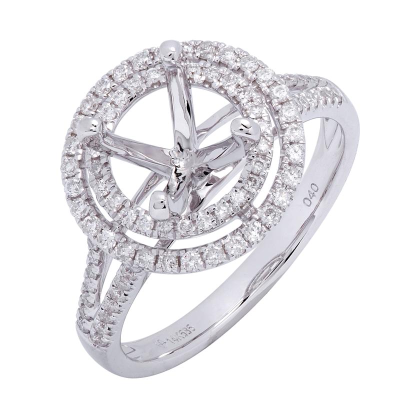 0.39 Ctw Diamond 14k White Gold Round Shape Wedding Engagement Ring