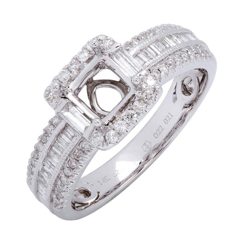 0.43 Ctw Diamond 14k White Gold Round Shape Wedding Engagement Ring