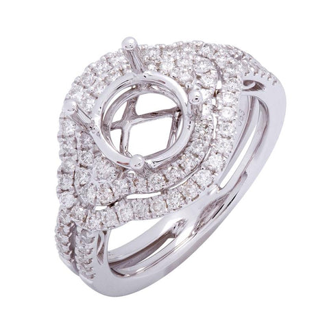 0.63 Ctw Diamond 14k White Gold Round Shape Wedding Engagement Ring