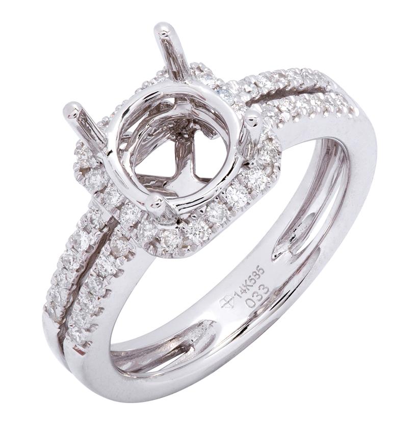 0.33 Ctw Diamond 14k White Gold Round Shape Wedding Engagement Ring