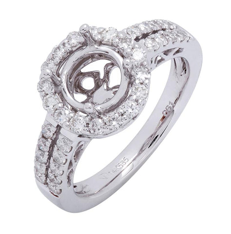 0.6 Ctw Diamond 14k White Gold Round Shape Wedding Engagement Ring