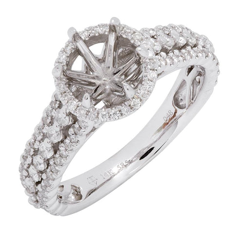 0.47 Ctw Diamond 14k White Gold Round Shape Wedding Engagement Ring
