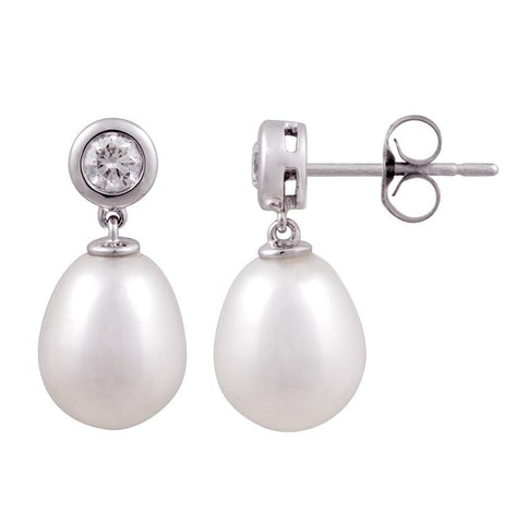 14k White Gold Pearl Earrings