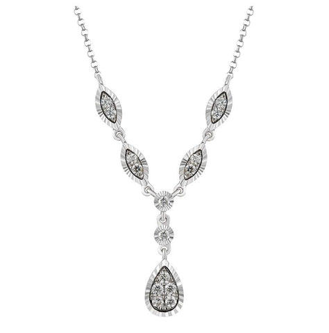 0.26 Ctw Diamond 14k White Gold Round Shape Womens Diamond Necklace