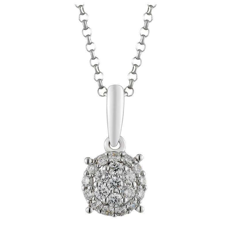 0.21 Ctw Diamond 14k White Gold Round Shape Womens Diamond Necklace Pendant With 16 Inch Chain