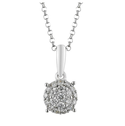 0.21 Ctw Diamond 14k White Gold Round Shape Womens Diamond Necklace Pendant With 16 Inch Chain