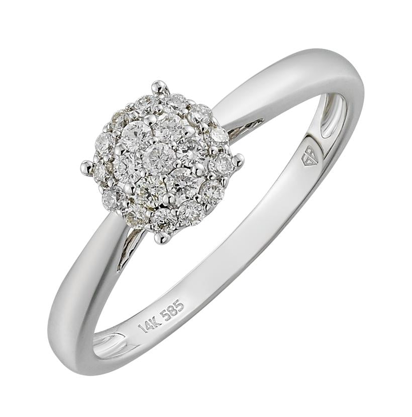 0.21 Ctw Diamond 14k White Gold Round Shape Wedding Engagement Ring