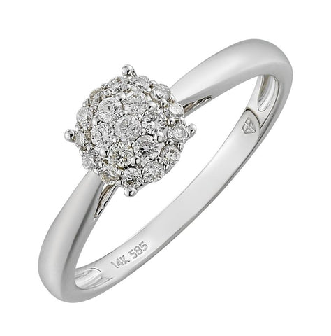 0.21 Ctw Diamond 14k White Gold Round Shape Wedding Engagement Ring