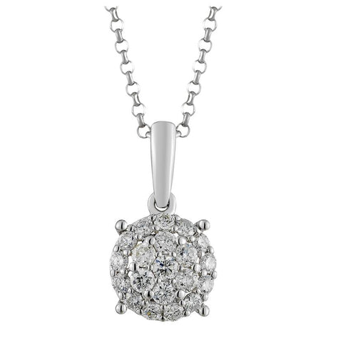 0.29 Ctw Diamond 14k White Gold Round Shape Womens Diamond Necklace Pendant With 16 Inch Chain