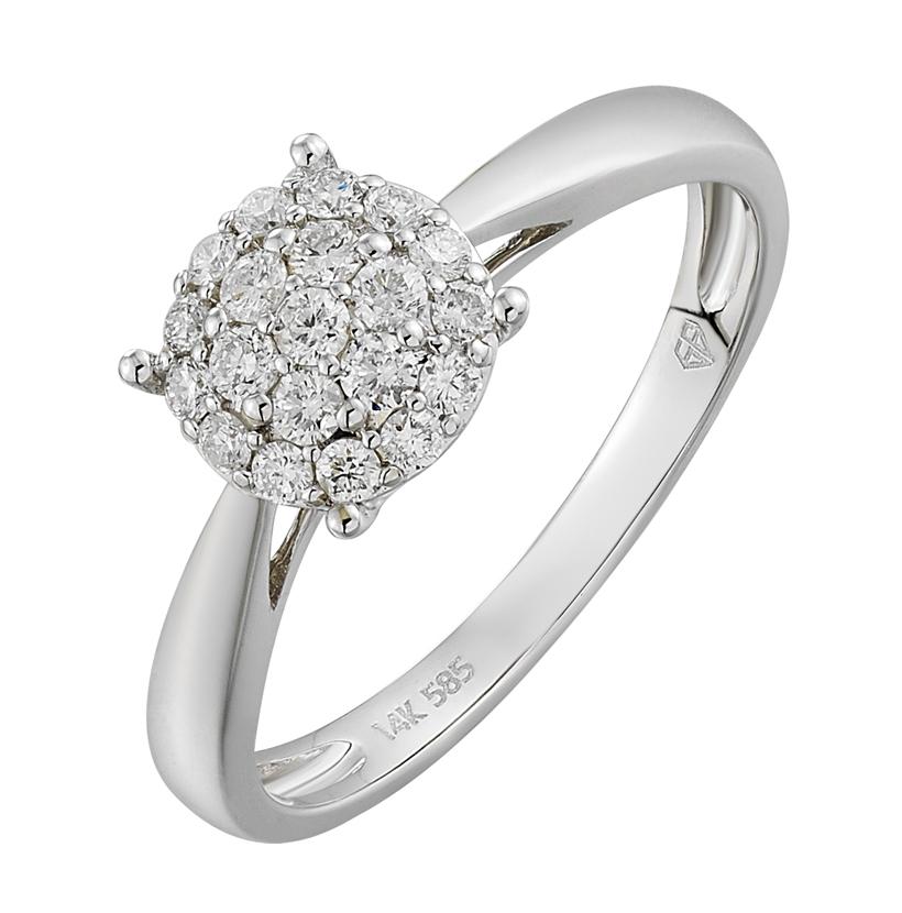 0.29 Ctw Diamond 14k White Gold Round Shape Wedding Engagement Ring
