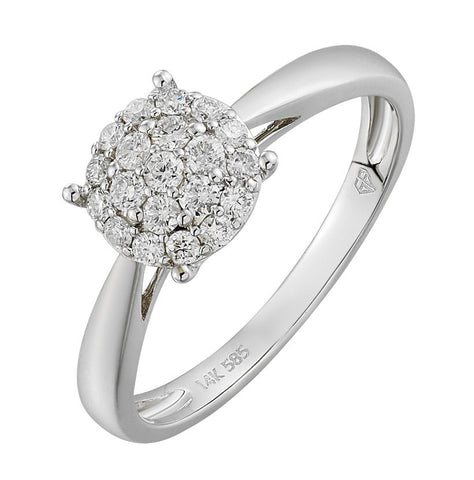 0.29 Ctw Diamond 14k White Gold Round Shape Wedding Engagement Ring