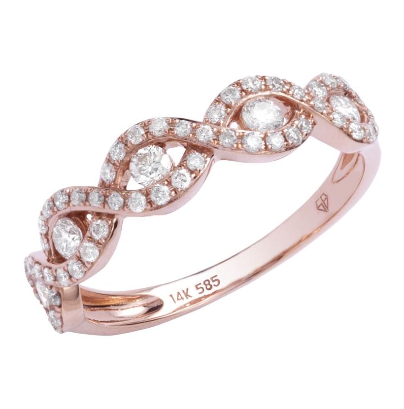 0.46 Ctw Diamond 14k Rose Gold Round Shape Womens Diamond Ring