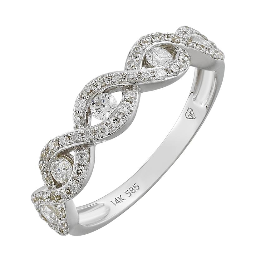 0.46 Ctw Diamond 14k White Gold Round Shape Womens Wedding Band Ring