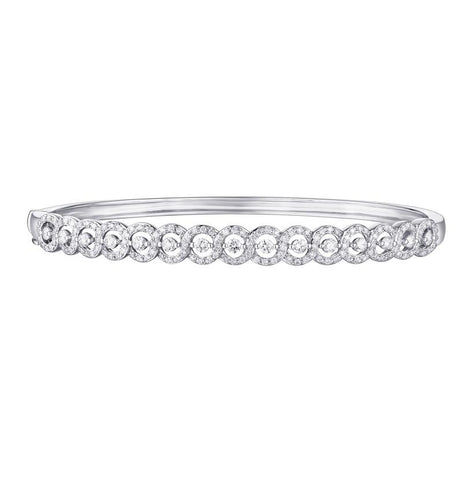 1.17 Ctw Diamond 14k White Gold Round Shape Womens Diamond Bangle Bracelet