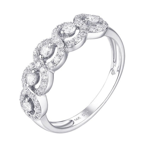 0.4 Ctw Diamond 14k White Gold Round Shape Womens Wedding Band Ring