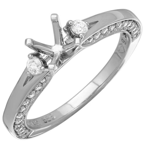 0.41 Ctw Diamond 14k White Gold Round Shape Wedding Engagement Ring