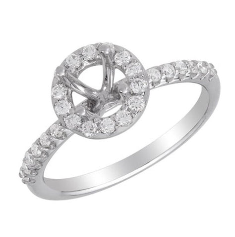 0.37 Ctw Diamond 14k White Gold Round Shape Wedding Engagement Ring