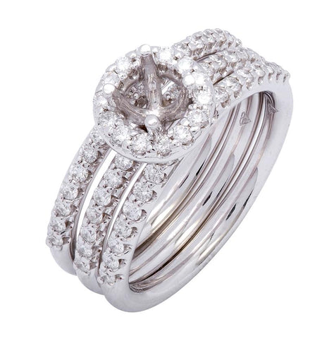 0.74 Ctw Diamond 14k White Gold Round Shape Wedding Engagement Ring