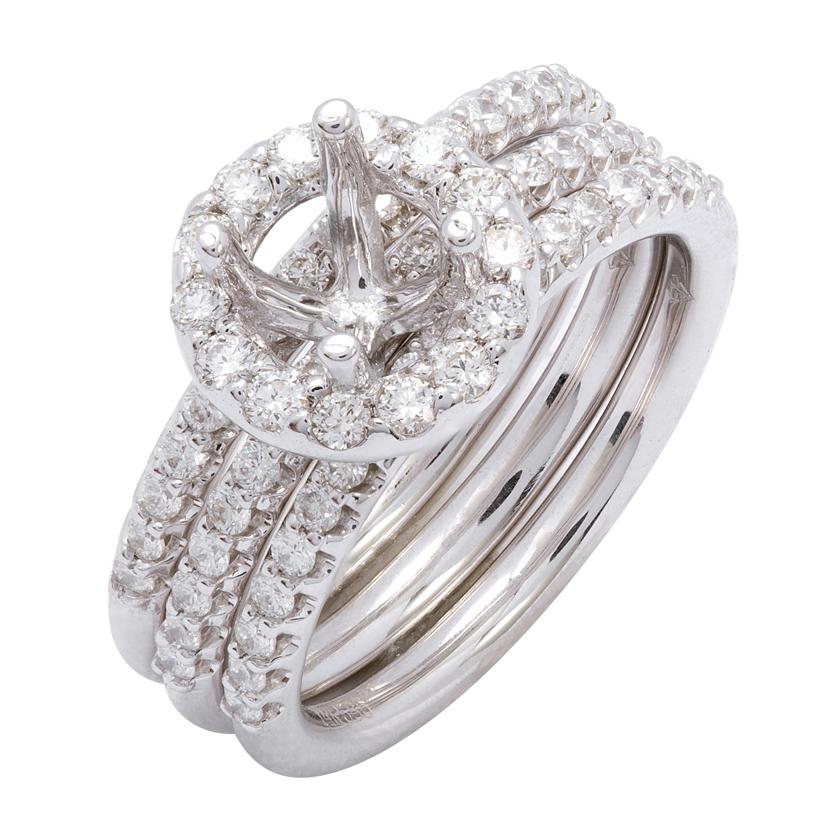 0.83 Ctw Diamond 14k White Gold Round Shape Wedding Engagement Ring