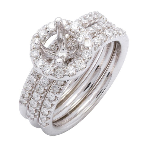 0.83 Ctw Diamond 14k White Gold Round Shape Wedding Engagement Ring