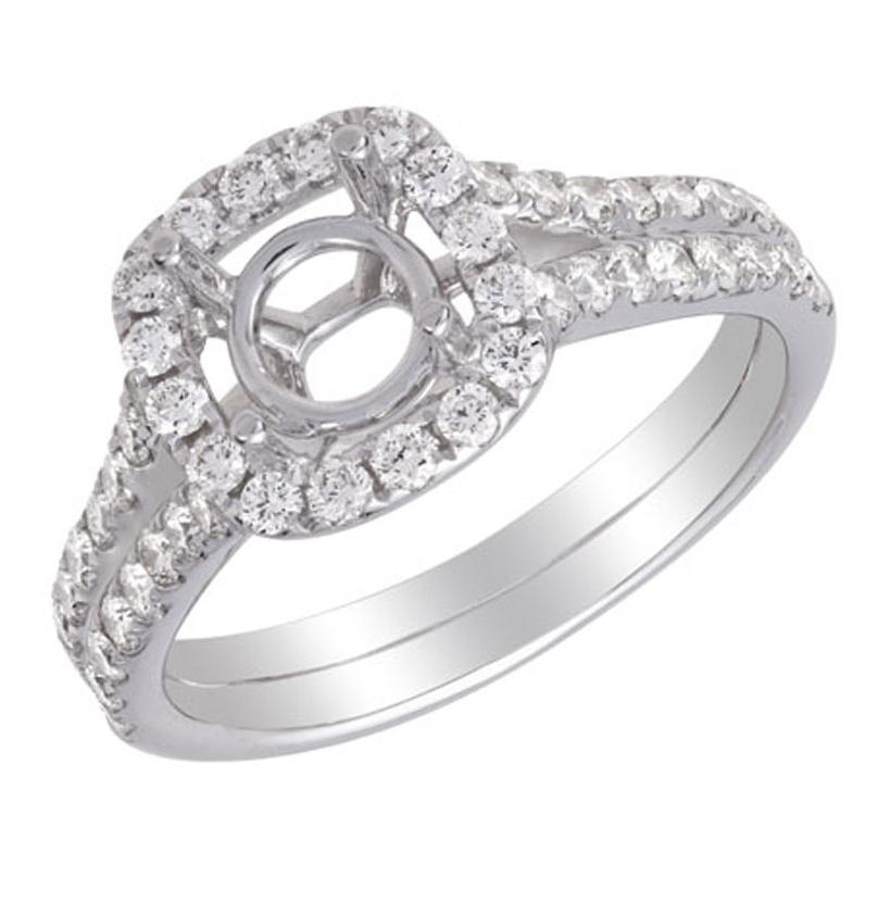 0.67 Ctw Diamond 14k White Gold Round Shape Wedding Engagement Ring