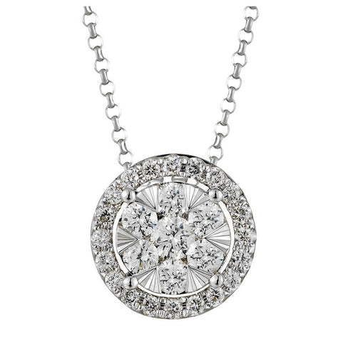 0.26 Ctw Diamond 14k White Gold Round Shape Womens Diamond Necklace Pendant With 16 Inch Chain