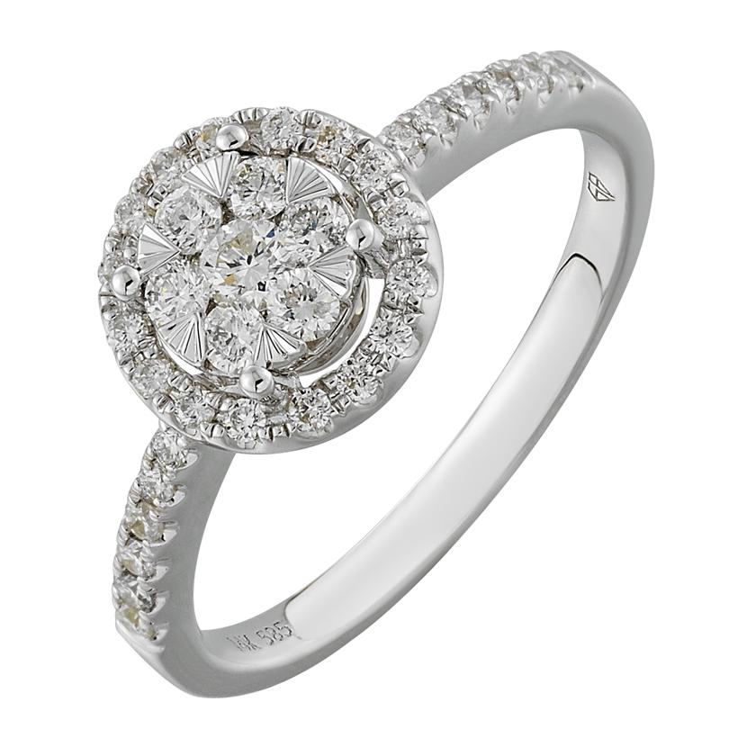 0.43 Ctw Diamond 14k White Gold Round Shape Wedding Engagement Ring