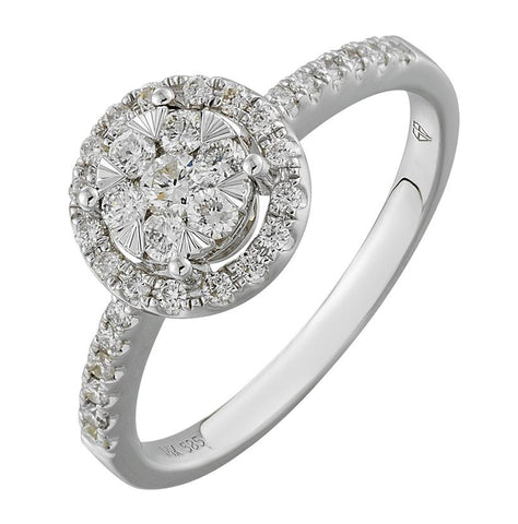 0.43 Ctw Diamond 14k White Gold Round Shape Wedding Engagement Ring