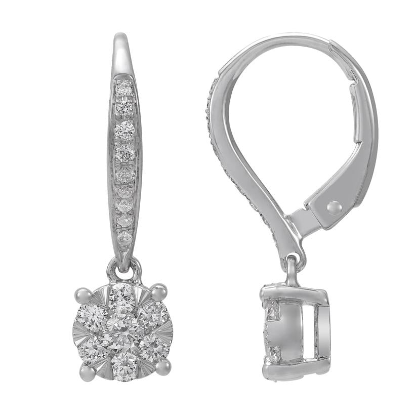 0.57 Ctw Diamond 14k White Gold Round Shape Womens Diamond Earrings