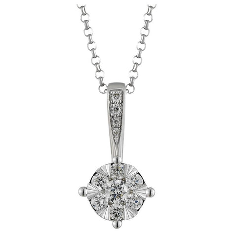 0.24 Ctw Diamond 14k White Gold Round Shape Womens Diamond Necklace Pendant With 16 Inch Chain