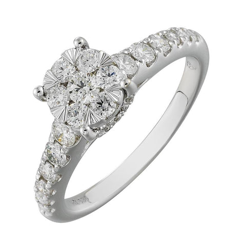 0.8 Ctw Diamond 14k White Gold Round Shape Wedding Engagement Ring