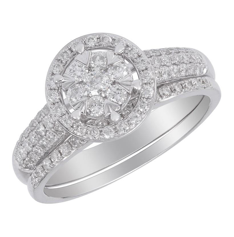 0.71 Ctw Diamond 14k White Gold Round Shape Wedding Engagement Ring