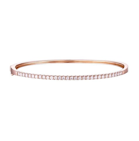 0.75 Ctw Diamond 14k Rose Gold Round Shape Womens Diamond Bangle Bracelet