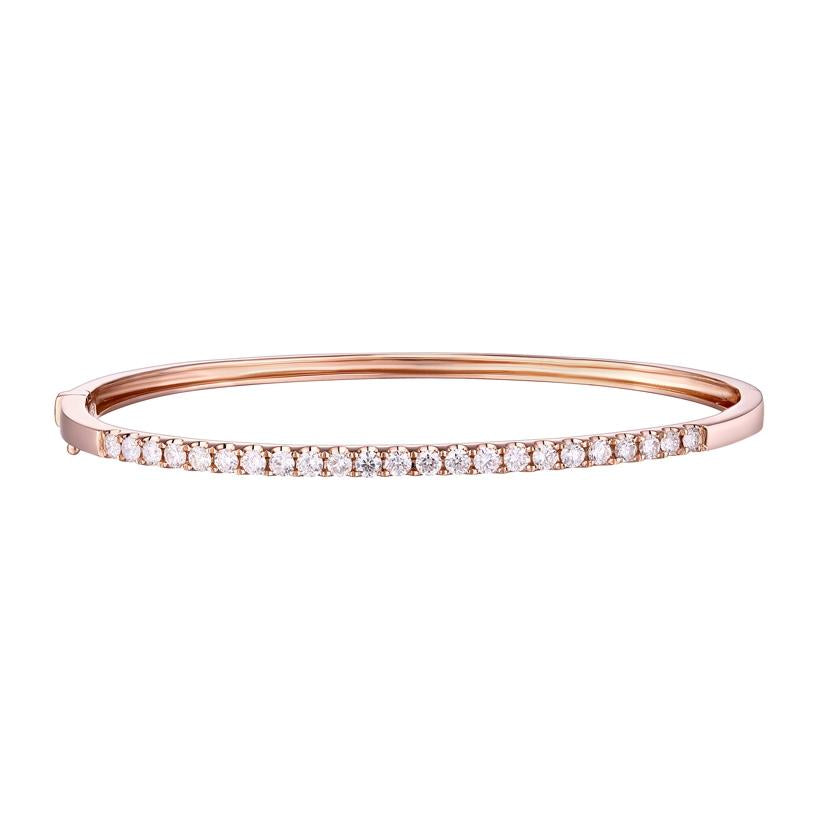 1 Ctw Diamond 14k Rose Gold Round Shape Womens Diamond Bangle Bracelet