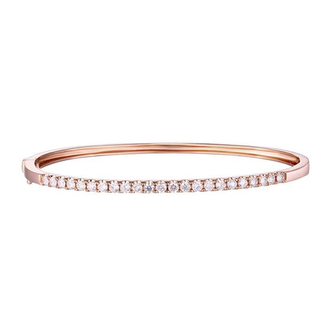 1 Ctw Diamond 14k Rose Gold Round Shape Womens Diamond Bangle Bracelet