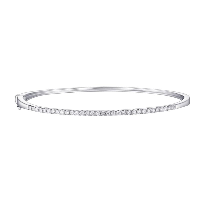 0.5 Ctw Diamond 14k White Gold Round Shape Womens Diamond Bangle Bracelet