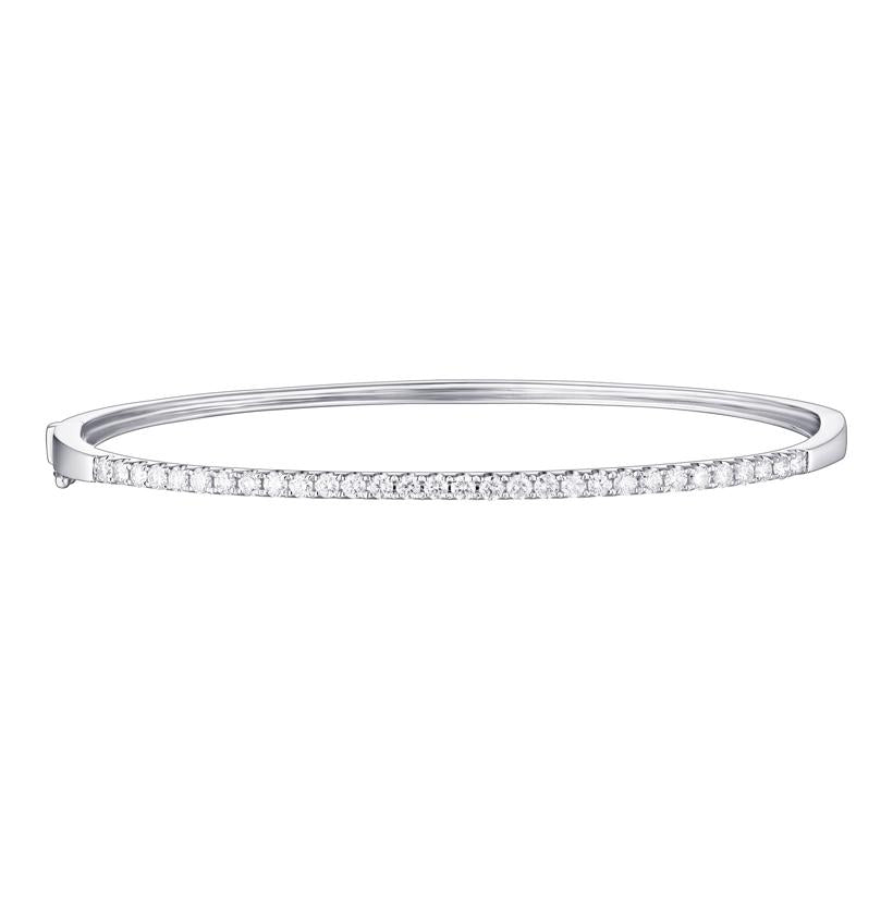 0.75 Ctw Diamond 14k White Gold Round Shape Womens Diamond Bangle Bracelet