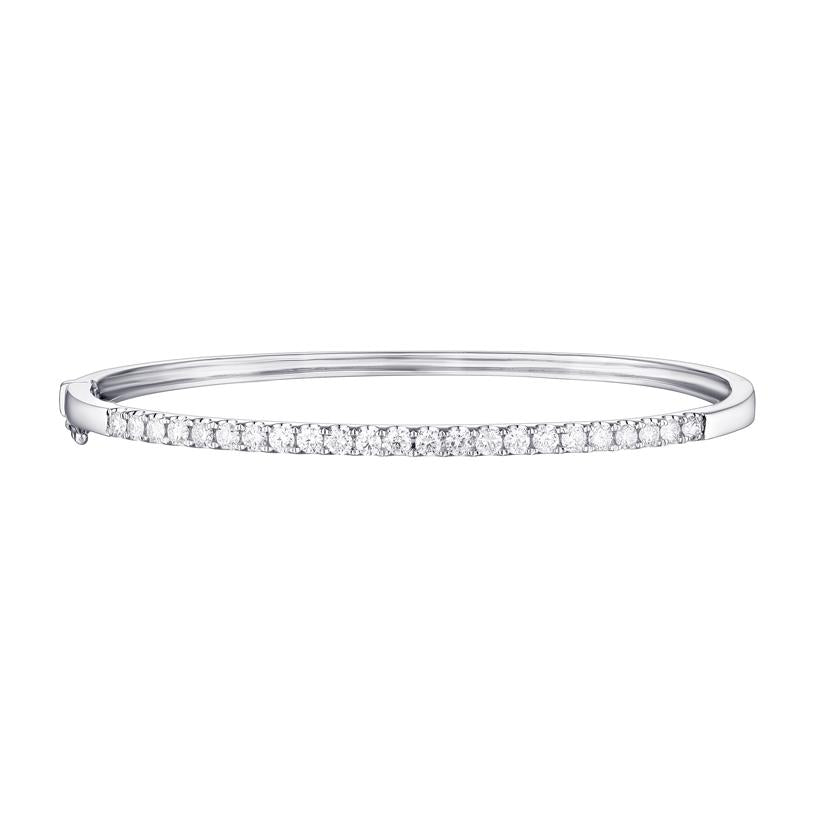 1 Ctw Diamond 14k White Gold Round Shape Womens Diamond Bangle Bracelet