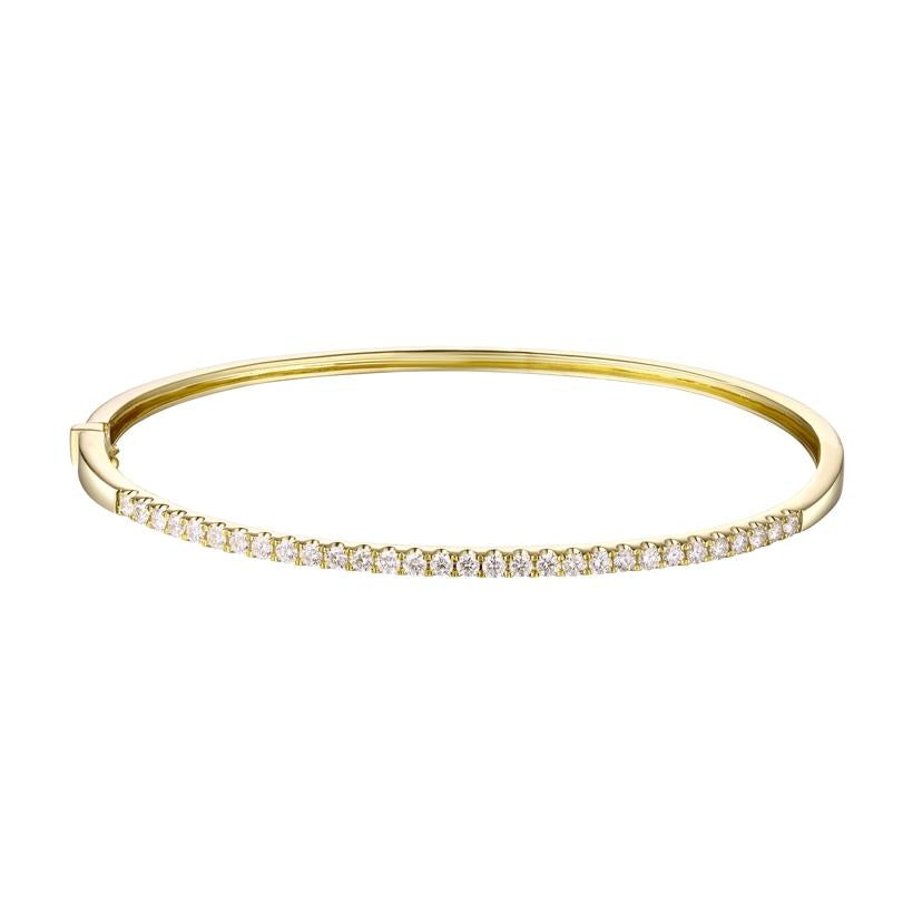 0.75 Ctw Diamond 14k Yellow Gold Round Shape Womens Diamond Bangle Bracelet