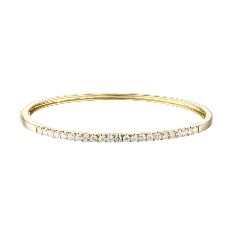 1 Ctw Diamond 14k Yellow Gold Round Shape Womens Diamond Bangle Bracelet