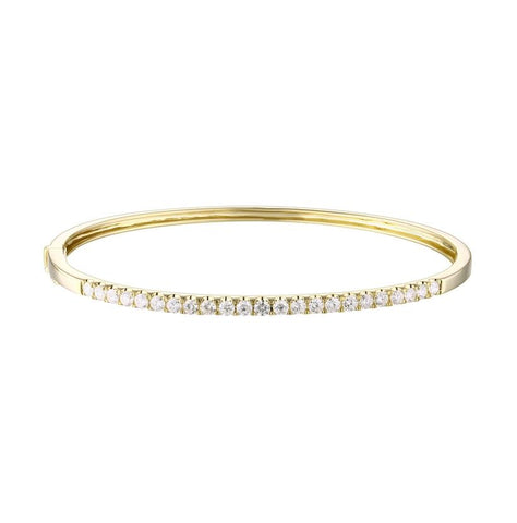 1 Ctw Diamond 14k Yellow Gold Round Shape Womens Diamond Bangle Bracelet