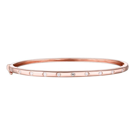 0.34 Ctw Diamond 14k Rose Gold Round Shape Womens Diamond Bangle Bracelet