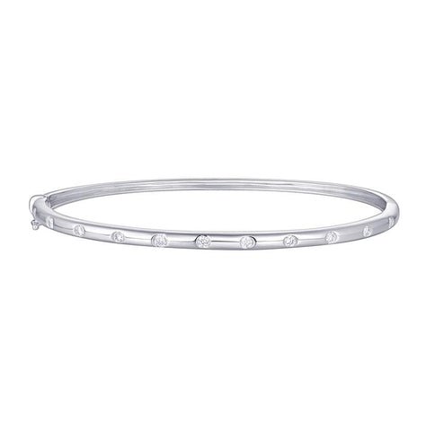 0.34 Ctw Diamond 14k White Gold Round Shape Womens Diamond Bangle Bracelet