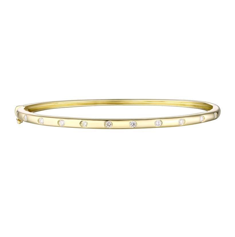 0.34 Ctw Diamond 14k Yellow Gold Round Shape Womens Diamond Bangle Bracelet