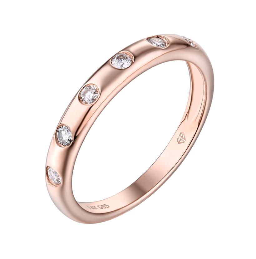 0.22 Ctw Diamond 14k Rose Gold Round Shape Womens Diamond Ring