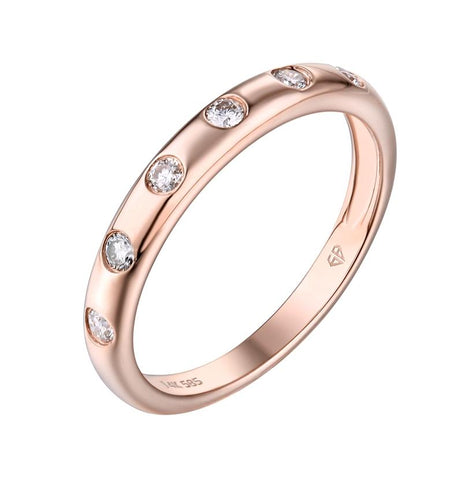 0.22 Ctw Diamond 14k Rose Gold Round Shape Womens Diamond Ring