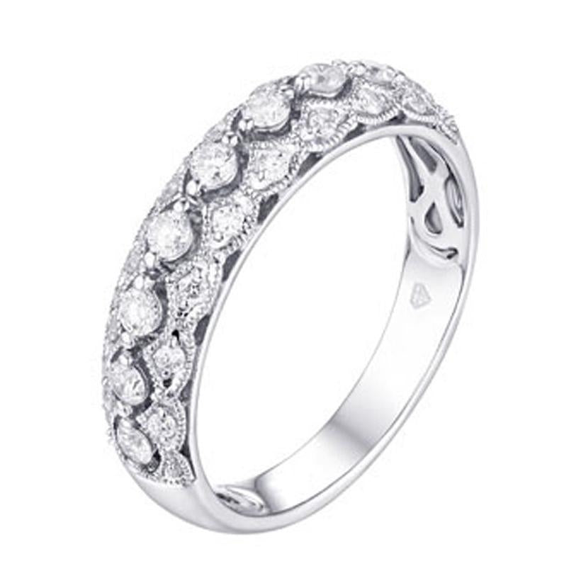 White Silver Silver Cubic Zirconium  Round Shape Womens Ring