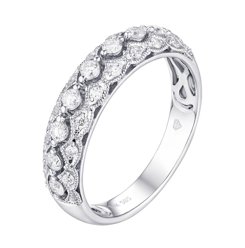 0.41 Ctw Diamond 14k White Gold Round Shape Womens Wedding Band Ring